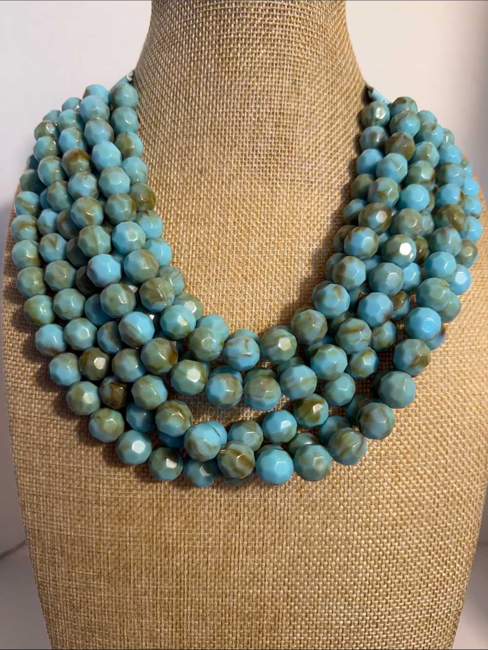 Faceted Turqouise Bead Bib Necklace